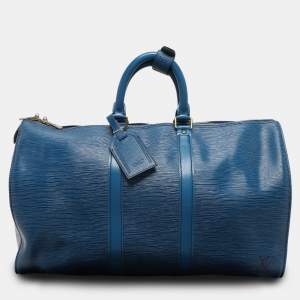 Louis Vuitton Toledo Blue Epi Leather Keepall 45 Bag
