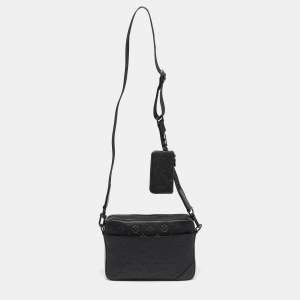 Louis Vuitton Black Monogram Shadow Leather Trio Messenger Bag