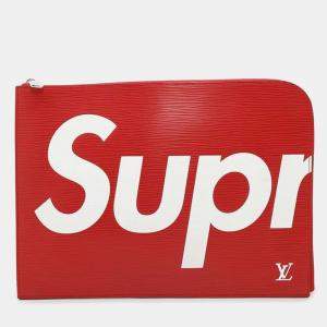 Louis Vuitton Red Epi Leather Supreme Collaboration Pochette Jour Gm Handbag