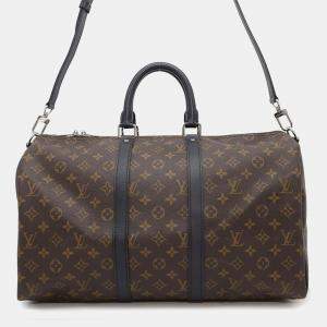 Louis Vuitton Keepall Bandouliere Brown Monogram Macassar Canvas Size 45