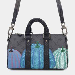 Louis Vuitton Black Monogram Eclipse Reverse Canvas Keepall Bandouliere 25 Bag