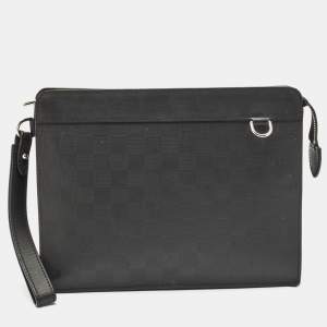 Louis Vuitton Black Damier Infini Leather Standing Pouch