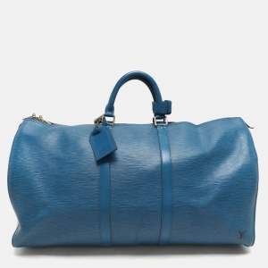 Louis Vuitton Blue Epi Leather Keepall 55 Bag