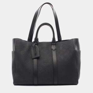 Louis Vuitton Sac Plat 24H Monogram Taurillon Tote Bag Leather Black