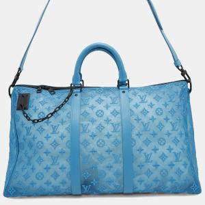 Louis Vuitton Turquoise Blue Monogram Mesh Keepall 50 Shoulder Bag
