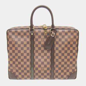  Louis Vuitton Brown Damier Ebene Canvas Voyage Document Bag 