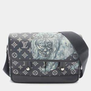 Louis Vuitton Pm Monogram Savannah Shoulder Bag Coated Canvas Leather Navy Blue