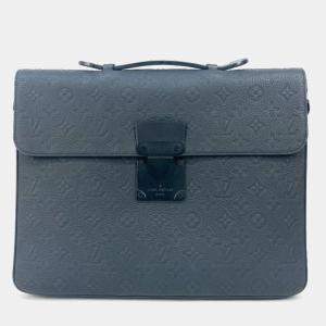 Louis Vuitton Monogram Taurillon S Lock Briefcase Tote Bag Business Handbag Leather Noir Black
