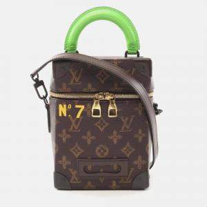 Louis Vuitton Vertical Box Trunk Monogram Handbag Coated Canvas Leather Brown Green