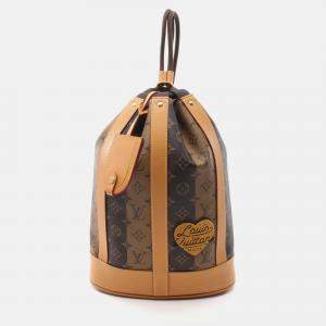 Louis Vuitton X Nigo Randonne Shoulder Bag Coated Canvas Leather Monogram Stripe Brown
