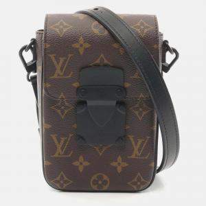 Louis Vuitton S-Lock Vertical Wearable Wallet Shoulder Bag Coated Canvas Leather Monogram Macassar Brown Black