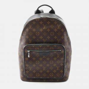 Pre Owned Louis Vuitton Josh NV Macassar Brown Black Monogram Coated Canvas Leather Backpack Bag