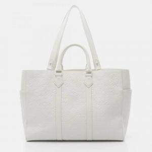 Louis Vuitton Sac Plat 24H White Monogram Taurillon Leather Tote Bag