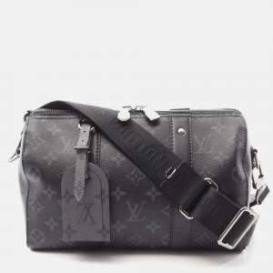 Louis Vuitton City Keepall Black Grey Monogram Eclipse Coated Canvas Leather Shoulder Bag
