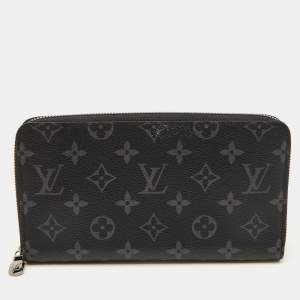 Pre Owned Louis Vuitton Monogram Eclipse Canvas Horizontal Zippy Wallet