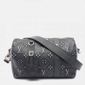 Pre Owned Louis Vuitton City Keepall Gray Monogram Charcoal Leather Shoulder Bag