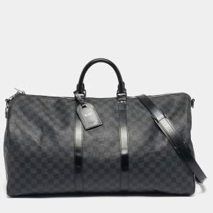Pre Owned Louis Vuitton Damier Graphite Canvas Keepall Bandouliere 55 Bag