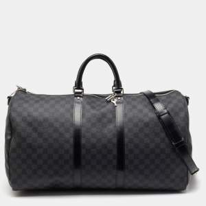 Pre Owned Louis Vuitton Damier Graphite Canvas Keepall Bandoulière 55 Bag