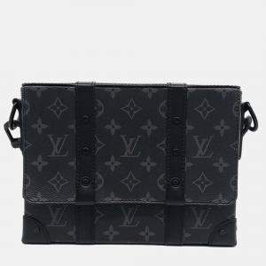 Pre Owned Louis Vuitton Black Coated Canvas and Leather Trunk Messenger Bag