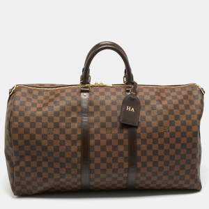 Pre Owned Louis Vuitton Damier Ebene Canvas Keepall Bandouliere 55 Bag