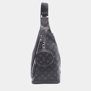 Pre Owned Louis Vuitton Duo  Waist Body Taiga Rama Black Coated Canvas Leather Bag