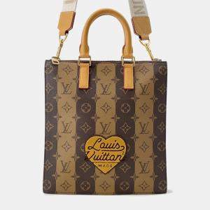 Pre Owned Louis Vuitton Sac Plat Messenger Brown Monogram Stripe