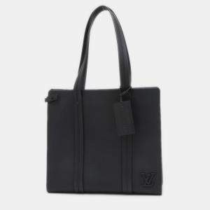 Pre Owned Louis Vuitton Take Off Aerogram Black Leather Tote Bag