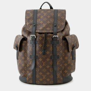 Pre Owned Louis Vuitton Christopher Noir Monogram Macassar Canvas Size MM