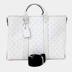 Pre Owned Louis Vuitton White PVC Taigarama Weekend Tote NM