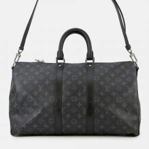 Pre Owned Louis Vuitton Keepall Bandouliere Noir Monogram Eclipse Size 45