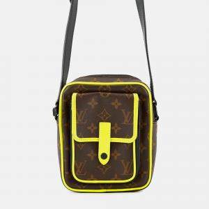 Pre Owned Louis Vuitton Christopher Wearable Wallet Noir/Brown/Neon Yellow Monogram Macassar Canvas