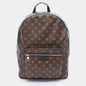 Pre Owned Louis Vuitton Josh Rucksack Pvc-Coated Canvas And Leather Monogram Macassar Brown/Black
