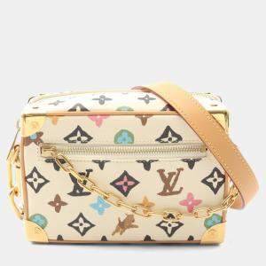 Pre Owned Louis Vuitton Mini Soft Trunk Shoulder Bag Coated Canvas-Coated Canvas And Leather Monogram Craggy Ivory/Brown
