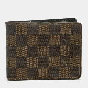 Pre Owned Louis Vuitton Damier Ebene Canvas Slender Wallet 
