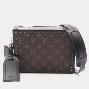 Pre Owned Louis Vuitton Clutch Box Brown Black Monogram Coated Canvas and Leather Shoulder Bag