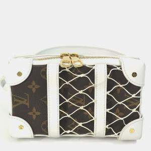 مملوكة مسبقًا Louis Vuitton Soft Trunk Phone Box Pochette Shoulder Bag In Leather/Monogram Canvas White/Brown