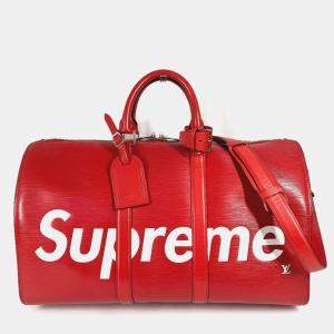 مملوكة مسبقًا Louis Vuitton Epi Leather Keepall Bandouliere 45 Travel Bag/Boston Bag In Red