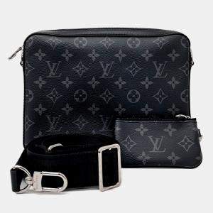 مملوكة مسبقًا Louis Vuitton Black Coated Canvas Eclipse Trio Messenger