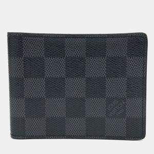 Pre Owned Louis Vuitton Black Coated Canvas Graphite Slender Wallet