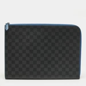 Pre Owned حقيبة صغيرة لوي فيتون  جور كانفاس دامييه غرافايت زرقاء كبيرة