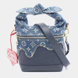 مملوكة مسبقًا Louis Vuitton Nigo Japanese Cruiser Handbag Denim Taurillon Leather Monogram Denim Navy