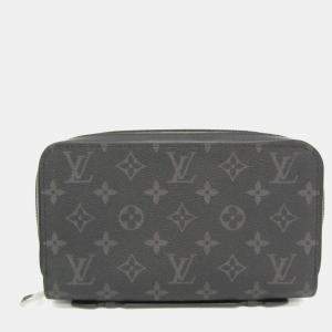 Pre Owned Louis Vuitton Monogram Eclipse Zippy XL Monogram Eclipse Long Wallet bi-fold Black