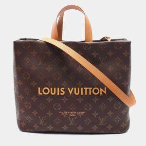 Pre Owned Louis Vuitton Shopper Tote Mm Bag Leather Monogram Brown
