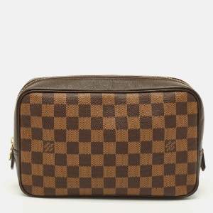 Pre Owned Louis Vuitton Trousse Toiletry 25 Damier Ebene Canvas Pouch