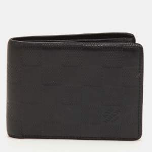 Pre Owned Louis Vuitton Slender Black Damier Infini Leather Bifold Wallet