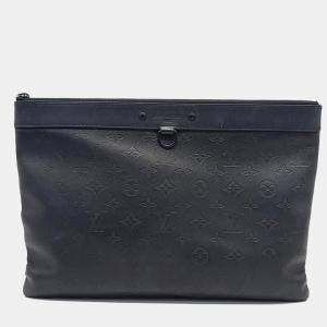 Pre Owned Louis Vuitton Black Leather Shadow Discovery Pochette Clutch
