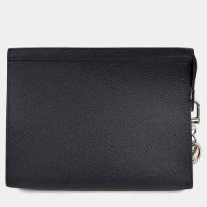 Pre Owned Louis Vuitton Black Taiga Pochette Voyage MM Cut Circle Key Holder