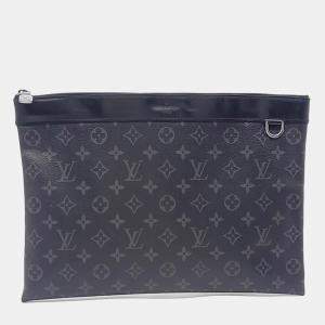 Pre Owned Louis Vuitton Black Canvas Eclipse Pochette Clutch