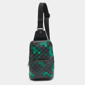 Pre Owned Louis Vuitton Avenue Green Damier Graphite Pixel Canvas Slingbag