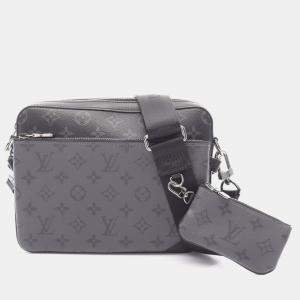 مملوكة مسبقًا Louis Vuitton Trio Messenger Shoulder Bag In Coated Canvas And Leather With Monogram Eclipse Reverse Black Gray